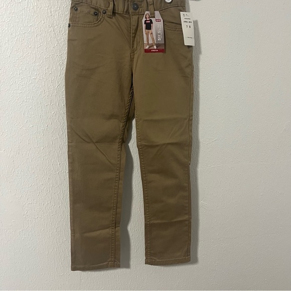 Levi 511 Slim Stretch Boys 7X Regular Tan Jeans NWT Adjustable Waist School - Picture 1 of 8